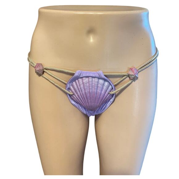RARE Vintage Ravage NATURAL SHELL Bikini Bottom ARIEL LITTLE MERMAID Skimpy Sexy - Picture 1 of 8